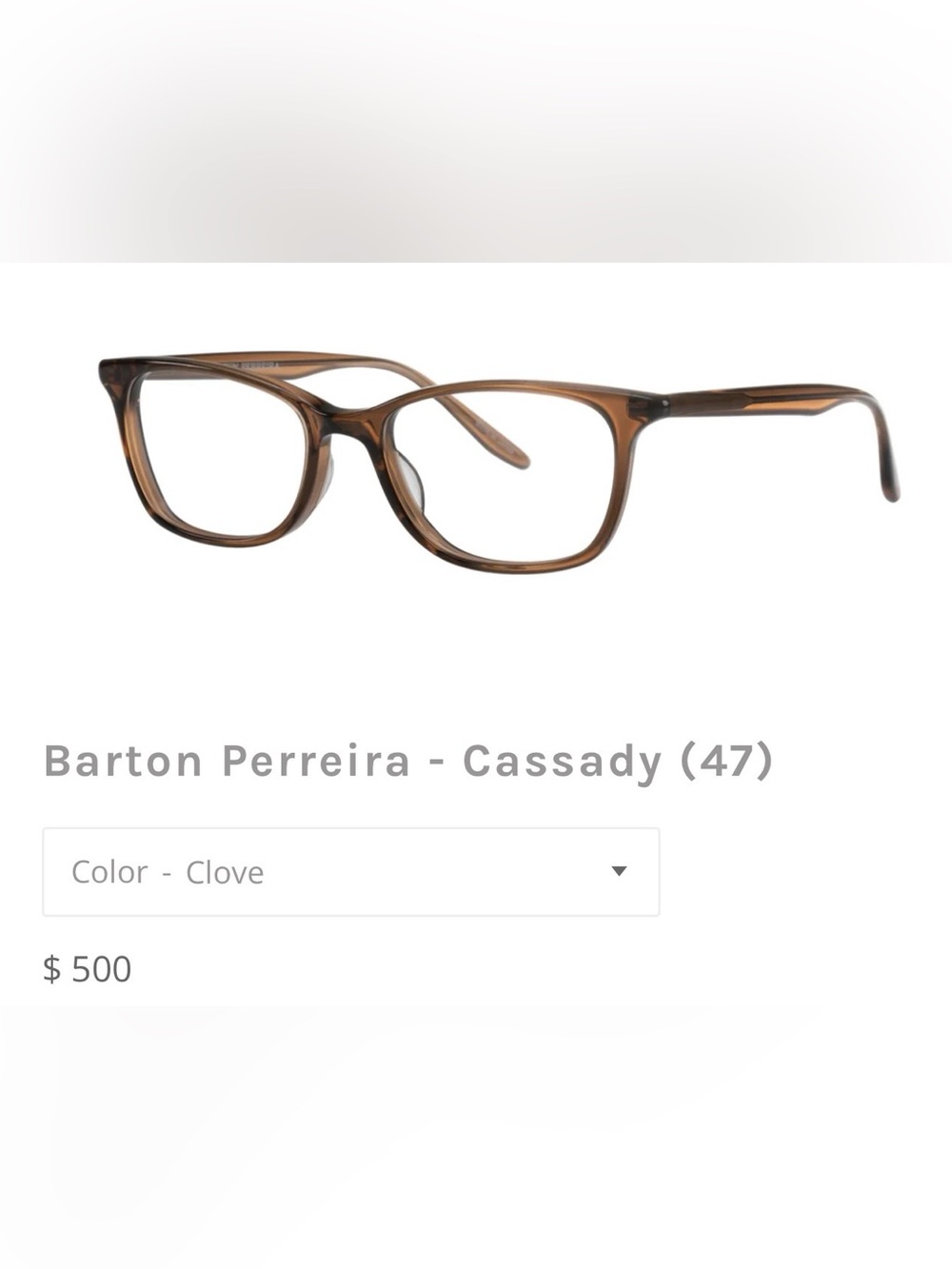 Womens Barton Parreira Cassidy Glasses(frame) in Light Brown , good condition